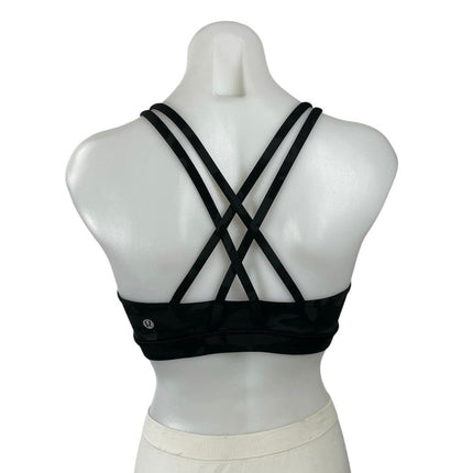 Lululemon Black Cross Back Scoop Neck Workout Athletic Sports Bra Crop Top Sz S