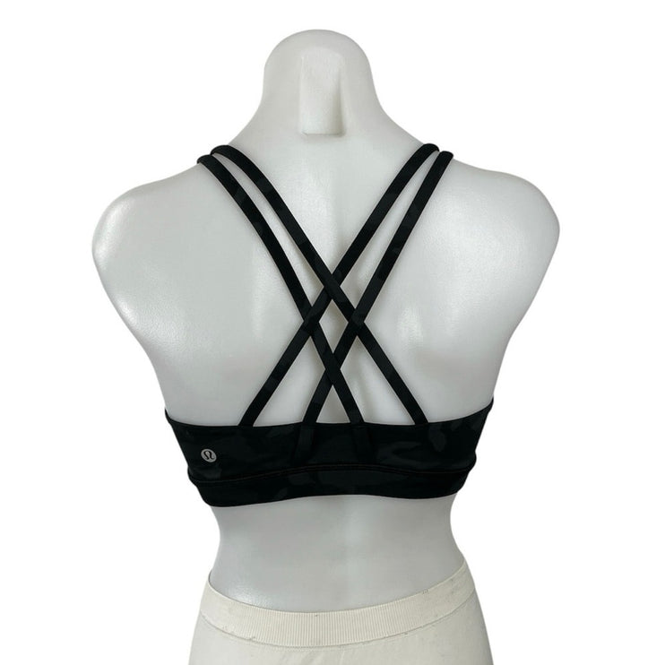Lululemon Black Cross Back Scoop Neck Workout Athletic Sports Bra Crop Top Sz S