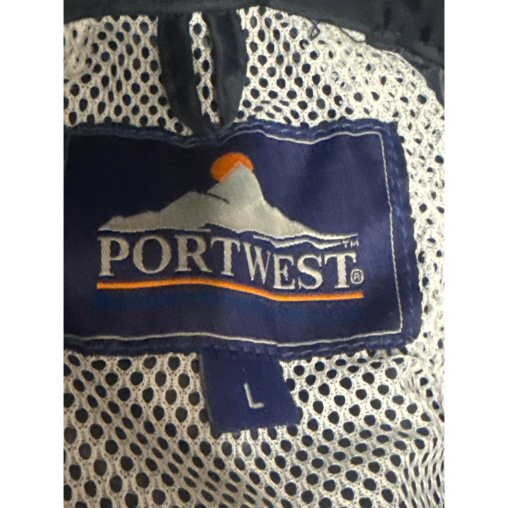 PortWest Men's Blue Hoodie Hooded Waterproof Workwear Rain Coat Jacket Size L