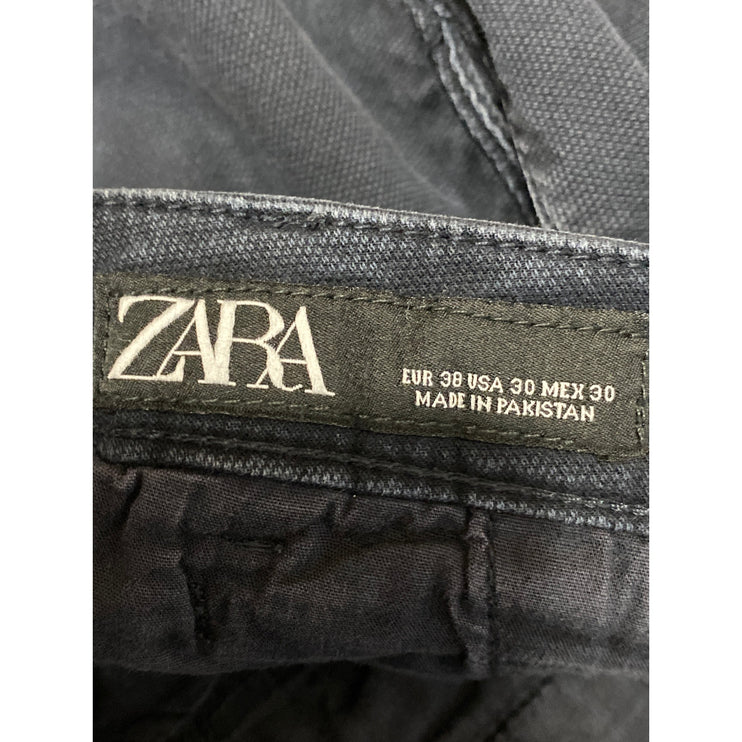 Zara Men's Navy Blue High Rise Tapered Straight Chino Denim Jeans Pants Size 30