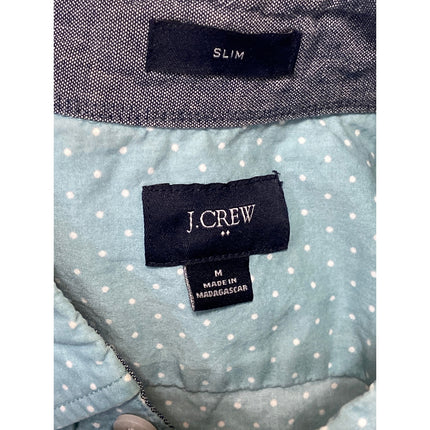 J.Crew Men's Blue Polka Dots Short Sleeve Slim Pocket Button Up Shirt Top Size M