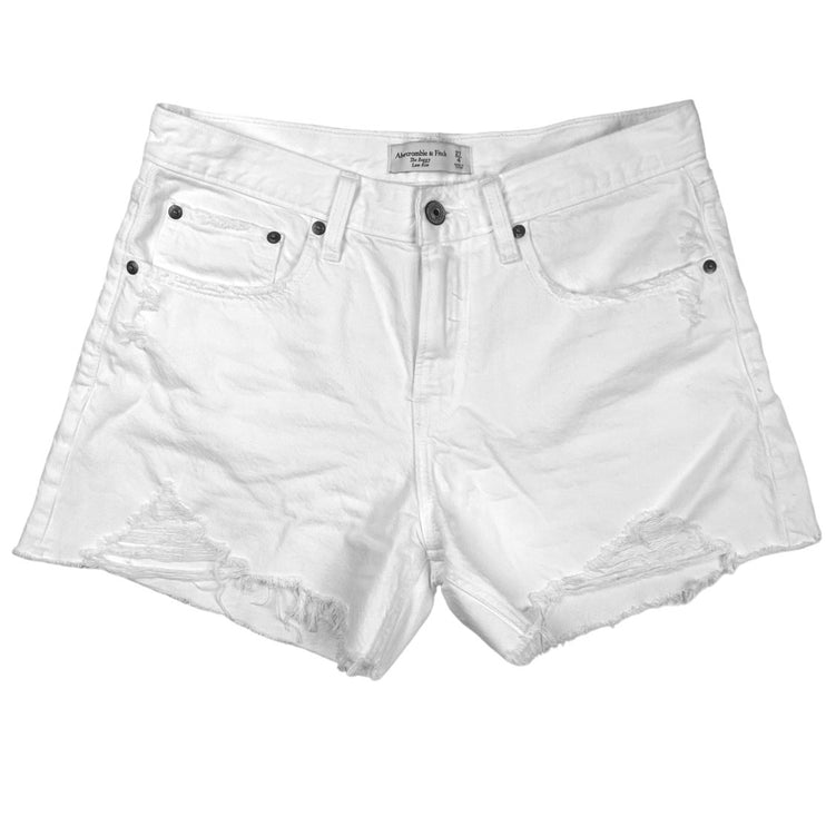 Abercrombie & Fitch White High Rise Distressed The Baggy Denim Jean Short Size 4