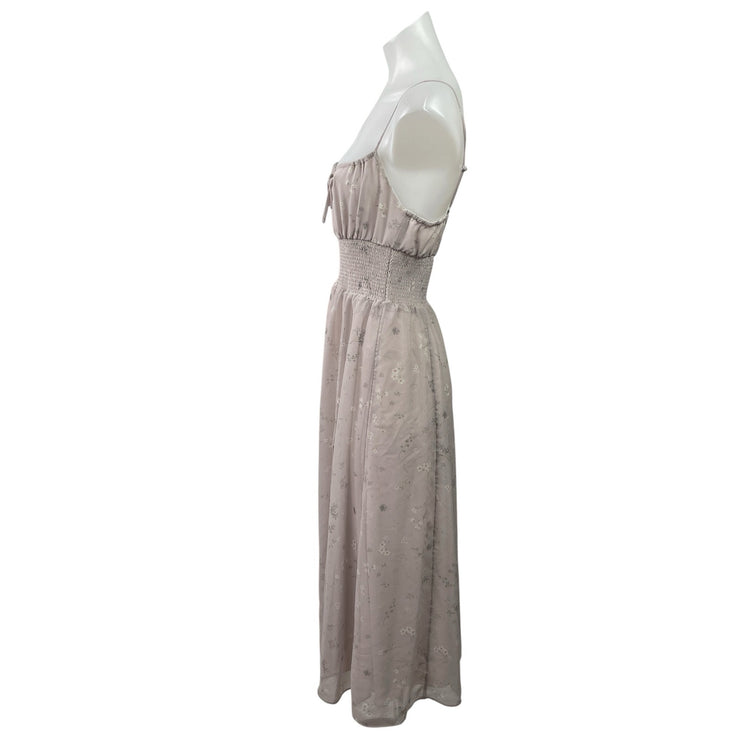 Aritzia Wilfred Genoa Pink Floral Sleeveless Cami Camisole Midi A-Line Dress M