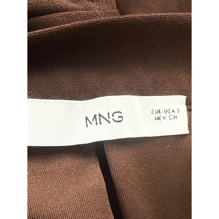 NEW MNG Mango Brown High Waisted Zipped Pleated Flare A Line Mini Skirt Size S