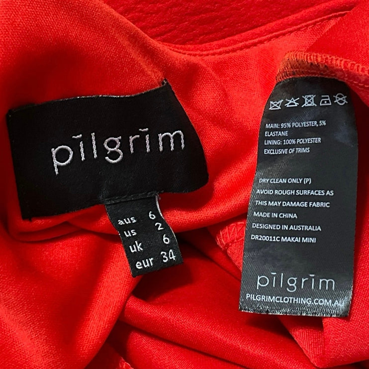 Pilgrim Women's Red One Shoulder Tie Bow Sleeveless Mini Bodycon Dress Size 2