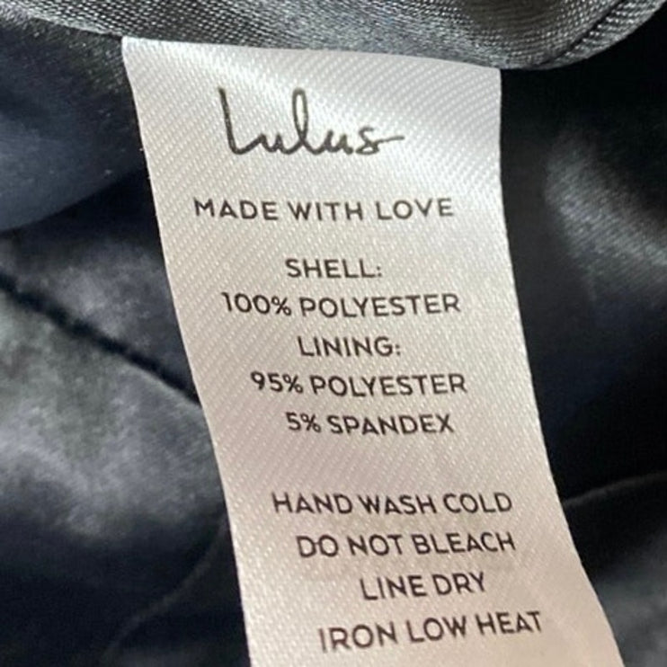 NEW Lulus You're All Heart Black Jacquard Satin Off Shoulder Mini A-Line Dress L