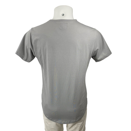 Cuts Curve Hem Men's Gray Crew Neck Short Sleeve Casual Tee Basic T-Shirt Top L