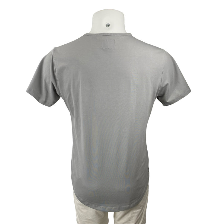 Cuts Curve Hem Men's Gray Crew Neck Short Sleeve Casual Tee Basic T-Shirt Top L