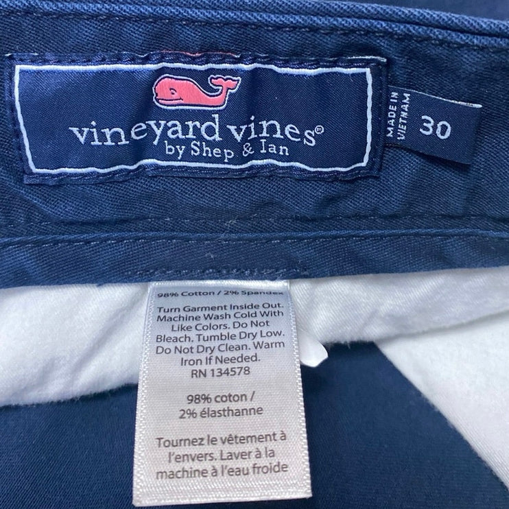 Vineyard Vines Breaker Men's Blue Straight Golf Bermuda Chino Khaki Shorts Sz 30