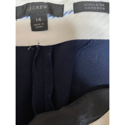 J.Crew Cameron Women's Navy Blue High Rise Straight Trousers Dress Pants Size 14