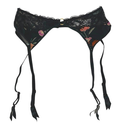 Aubade Women's Black Lace Sheer Corset Garter Belt Waist Cincher Lingerie Size S