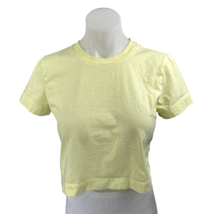 Zara Women's Yellow Short sleeve Crew Neck Slim Fit Crop Tee T-shirt Top Size M