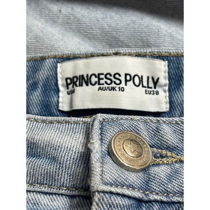 Princess Polly Blue High Waisted Light Wash Baggy Wide Leg Denim Jeans Pants 6