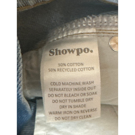 Showpo Blue Light Wash Frayed Raw Hem Mini Cutoff Denim Jeans Pencil Skirt Sz 6