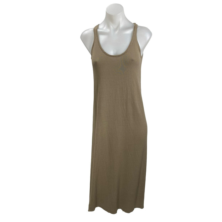 Zara Women's Beige Soft Knit Sleeveless Midi Cami Tank Sheath Shift Slip Dress S