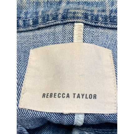 Rebecca Taylor Women's Blue Long Sleeve Full Zip Moto Biker Denim Jean Jacket S