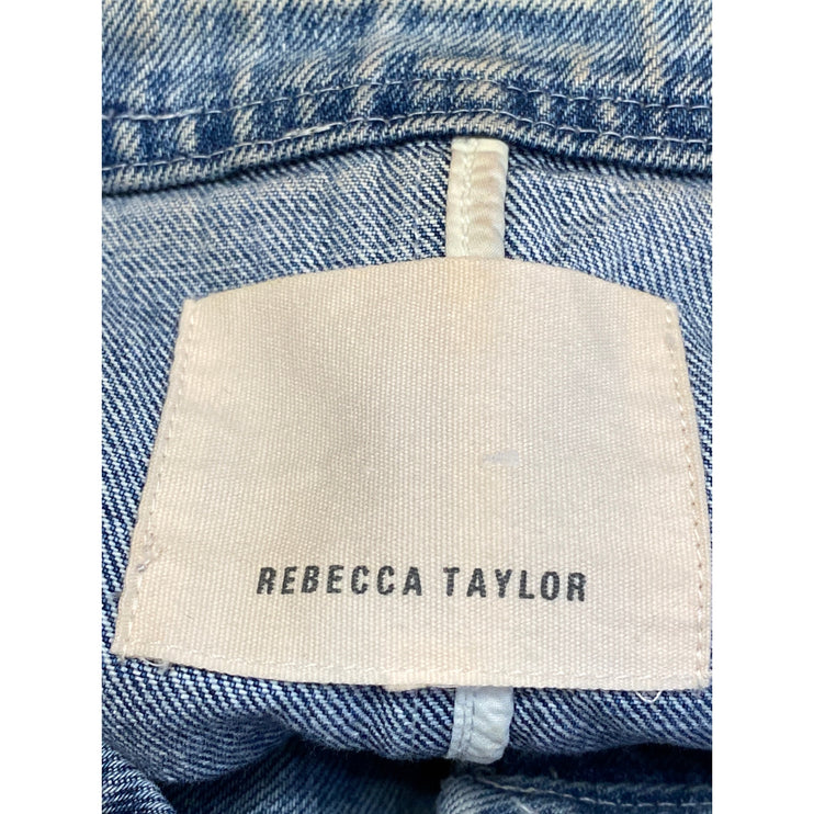 Rebecca Taylor Women's Blue Long Sleeve Full Zip Moto Biker Denim Jean Jacket S
