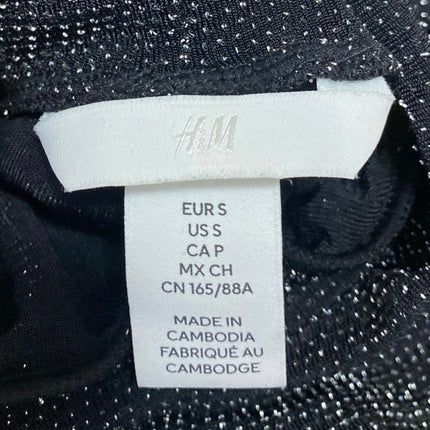 H&M Black Metallic Glitter Sparkly Long Sleeve Turtleneck Sweater Top Size S