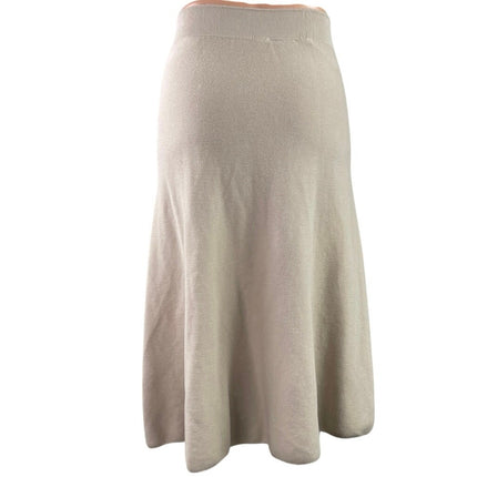 Uniqlo 3D Cotton Beige High Waist A Line Knit Pull On Flared Midi Skirt Size XS