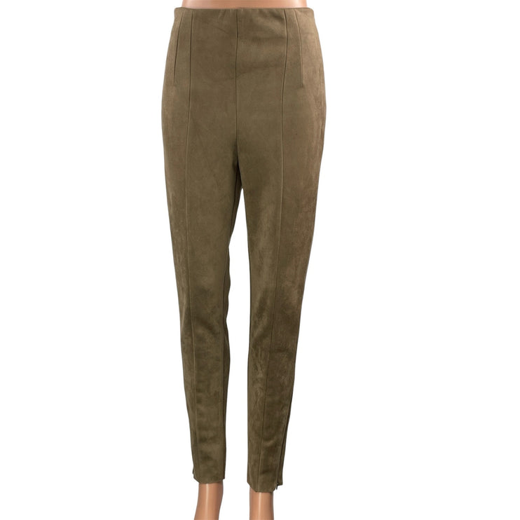 Zara Women's Khaki Brown High Rise Fitted Faux Suede Skinny Legging Pants Size S