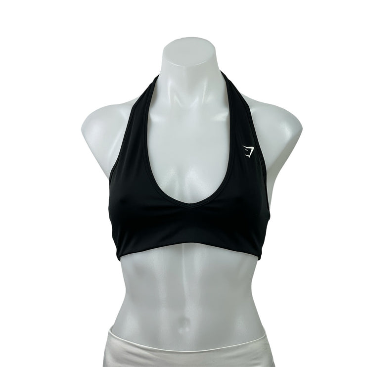 Gymshark Black Halterneck Open Back Workout Gym Yoga Sports Bra Crop Tank Top S