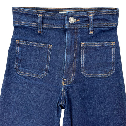 Zara Women's Blue High Waisted Welt Pocket Ankle Wide Leg Denim Jeans Size 2