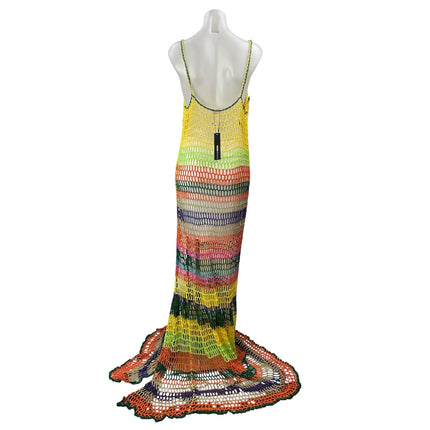 NEW Fashion Nova Naomi Crochet Sheer Floral Rainbow Cami Maxi Dress Size 1X