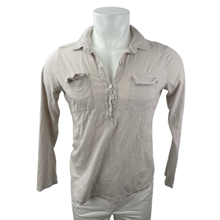 Velvet by Graham & Spencer Men's Gray Long Sleeve Pockets Polo Shirt Top Size S