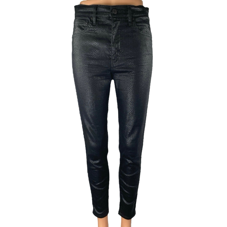 Levi's Women's Black Snakeskin Faux Leather High Waist Skinny Trousers Pants 27