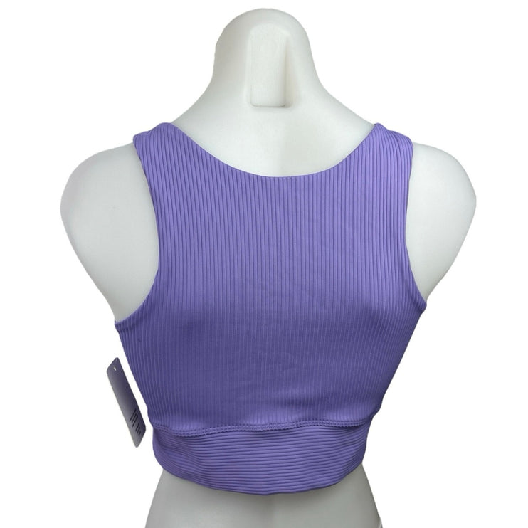 Year of Ours NWT Purple Ribbed Scoop Neck Activewear Fitness Gym Crop Tank Top L