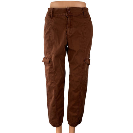 Sanctuary Women's Brown High Waisted Loose Fit Straight Trousers Cargo Pants 30
