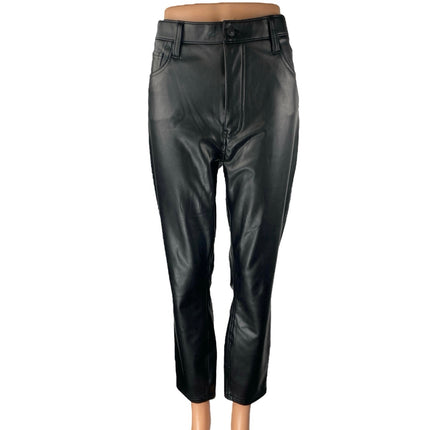 Abercrombie & Fitch The Shiny Women's Black Faux Leather Vegan Trousers Pants 32
