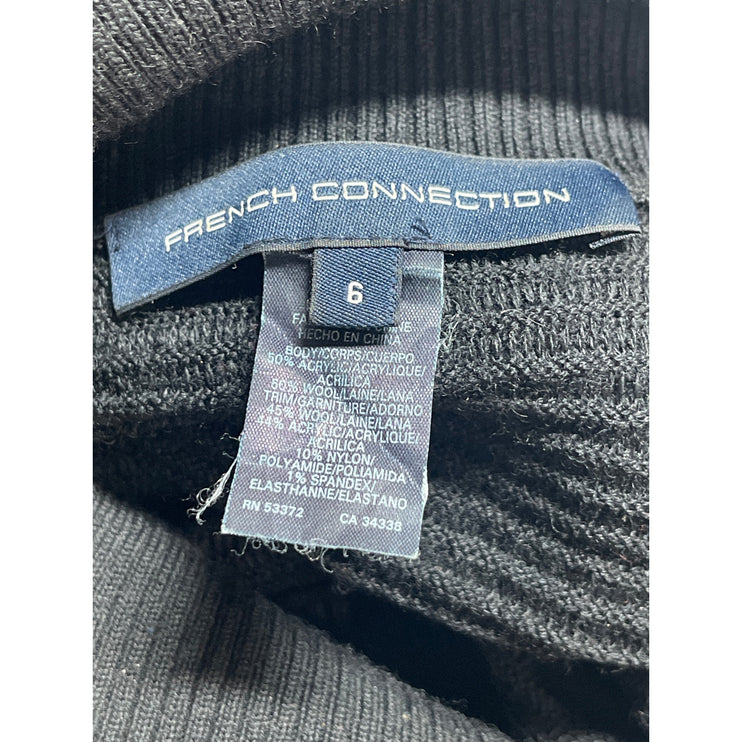 French Connection Women's Black Wool Knit High Waisted Pencil Midi Skirt Size 6