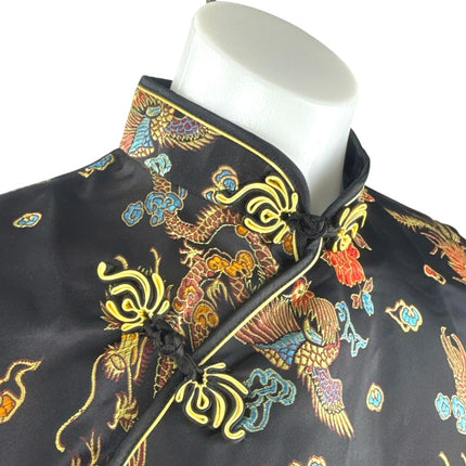 Laogudai Black Cheongsam Qipao Chinese Short Sleeve 2-Piece Skirt Set Size S