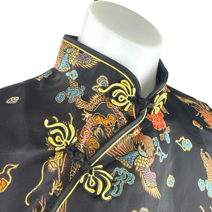 Laogudai Black Cheongsam Qipao Chinese Short Sleeve 2-Piece Skirt Set Size S