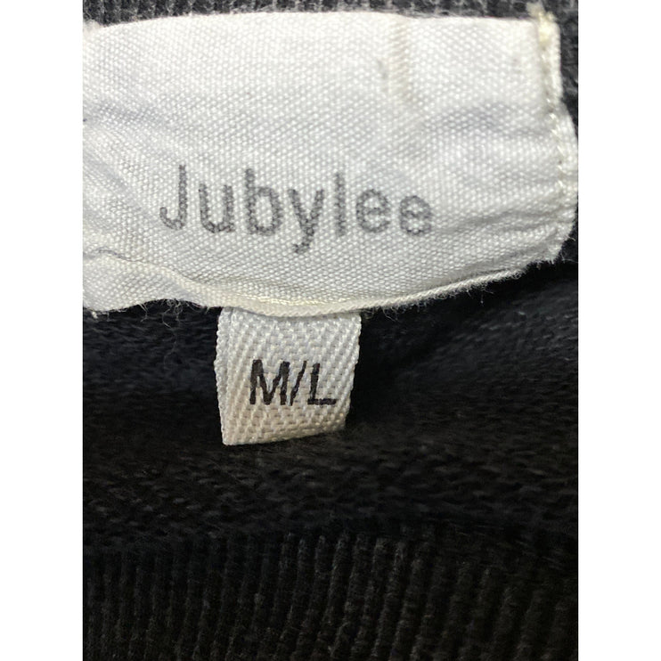 Jubylee Women's Gray Leopard Amour Embroidered Long Sleeve Sweatshirt Top M/L