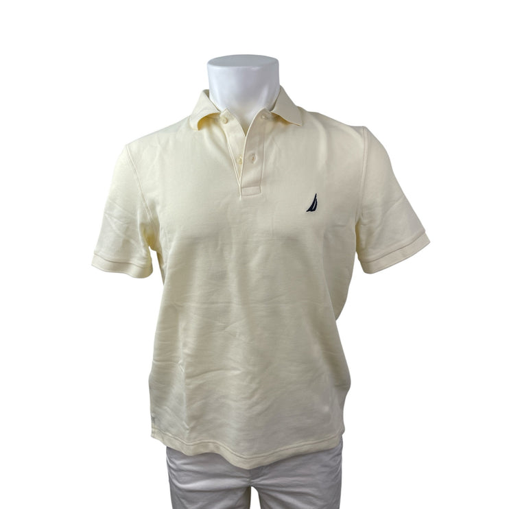 Nautica Performance Deck Men's Yellow Classic Fit Short Sleeve Polo Shirt Top S