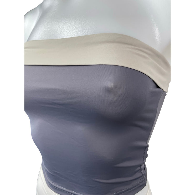Princess Polly Black Beige Strapless Tube Bandeau Colorblock Crop Top Size 2