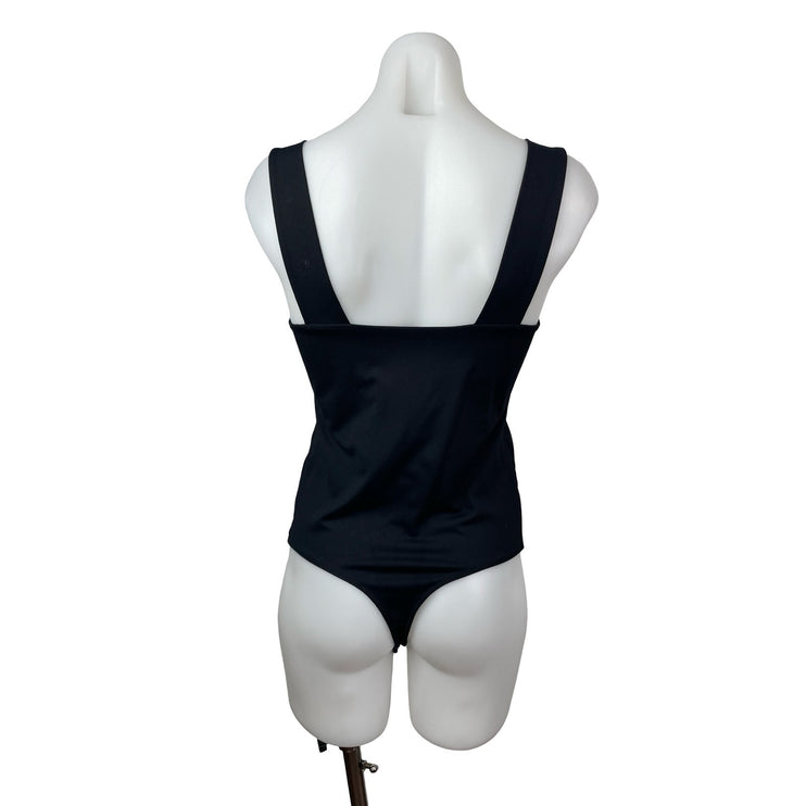 Abercrombie & Fitch Women's Black Square Neck Tank Thong Bodysuit Top Size M