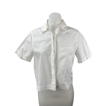DL1961 White Collared Short Sleeve Button Up Crop Poplin Shirt Blouse Top Sz XS