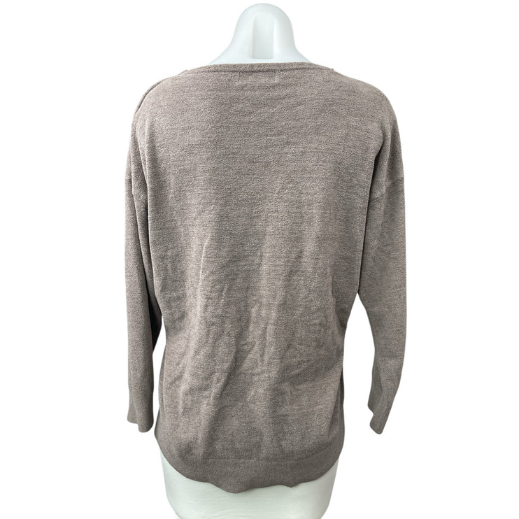 Barefoot Dreams Cozychic Ultra Lite Women's Gray Knit V Neck Sweater Top Size S