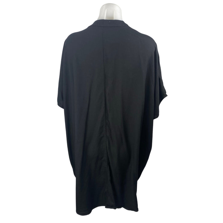 Azure Skies Women's Black V Neck Open Front Tunic Kaftan Blouse Top Size XXS/XS