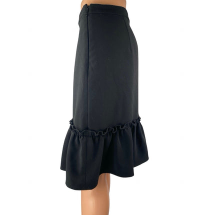 Karl Lagerfeld Women's Black Ruffle Hem Zipper Knee Length Mini A-Line Skirt 10