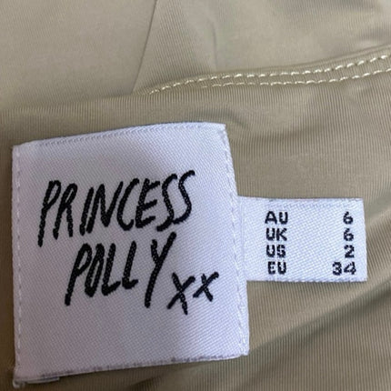 Princess Polly Beige Tan Sleeveless Square Neck Cami Camisole Tank Crop Top Sz 2