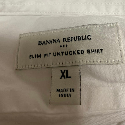 Banana Republic Untucked White Long Sleeve Button Down Slim Fit Shirt Top Sz XL