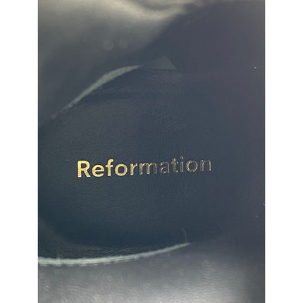 Reformation White Patent Leather Block Heel Square Toe Zip Up Mid Calf Boots 9