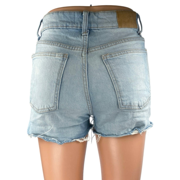 Zara Women's Blue Light Wash Cut-Off Distressed High Rise Denim Jean Shorts Sz 2
