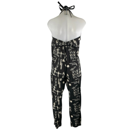 Madewell Black Printed Sleeveless Halter Neck Belted Wrap Romper Jumpsuit Size S