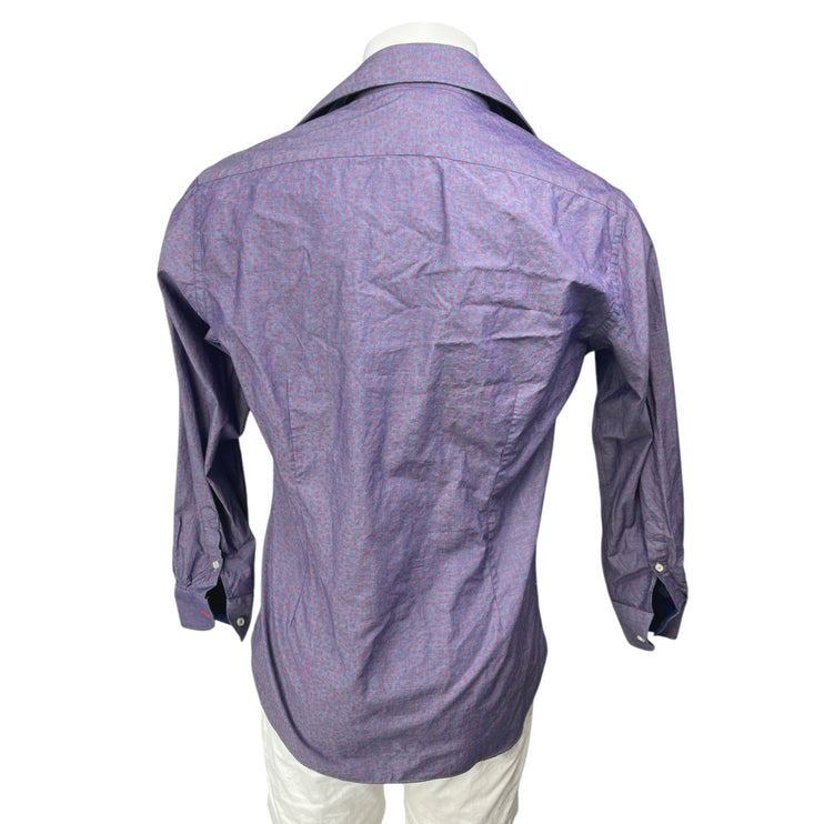 Stellante Men's Purple Floral Cotton Long Sleeve Button Up Shirt Top Size 16/41