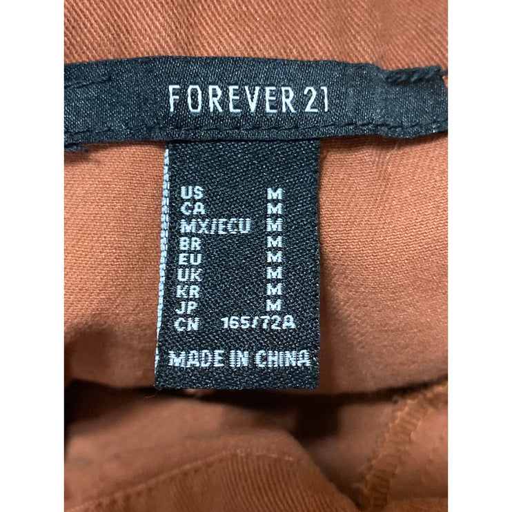 Forever 21 Women's Brown Drawstring Belt Baggy Flare Wide Leg Trousers Pants M